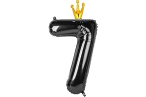 REAVOR Number 7 Balloon 40 in, Black Seven Birthday Decorations, 7th Balloon Number,Wednesday Addams Party Decorations, 7 70 Year Old Balloon