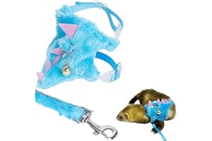 Amaezorx 1 Pcs Blue Dinosaur Hedgehog Leash and Harness Set - Escape-Proof Soft Harness and Leash for Small Animals Like Hedg