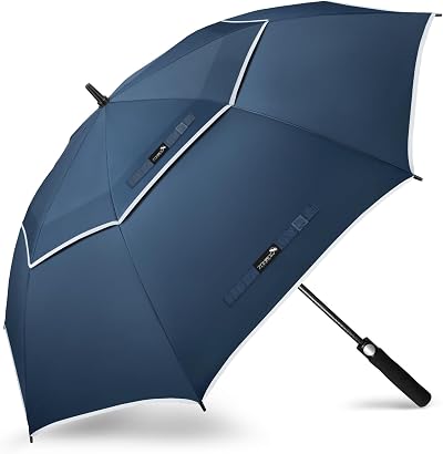 ZOMAKE Golf Umbrella 62in Windproof Rainproof Double Canopy Navy