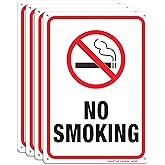Faittoo No Smoking Sign4 Pack No Smoking Metal Reflective Signs - 10" x 7" .040 Rust Free Heavy Duty Aluminum Sign - UV Print