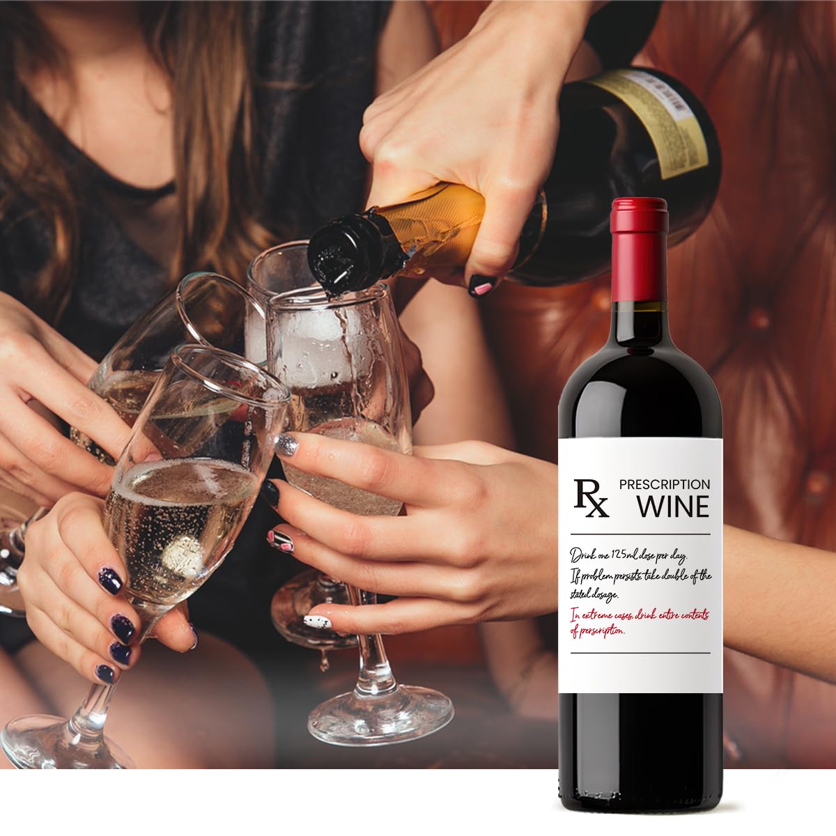 8 Pcs Pharmacist RX Wine Labels, Humor Pharmacist Retirement Appreciation Birthday Graduation Gifts for Women Men, Funny Pharmacy Technician Gift Wine Bottle Stickers Labels