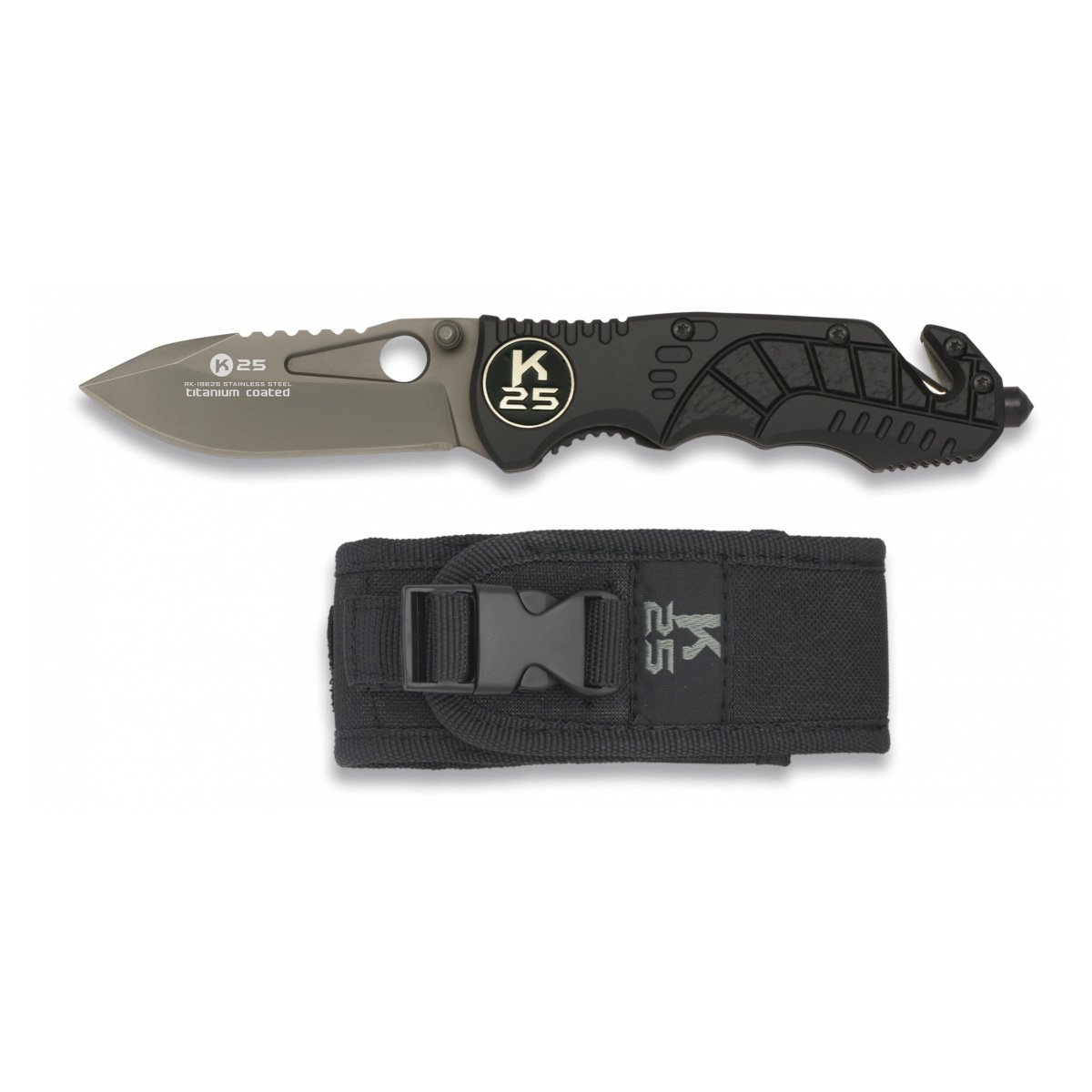 Navaja RUI K Revestimiento titanio Mango goma Cutter y punta rompevidrio Hoja: