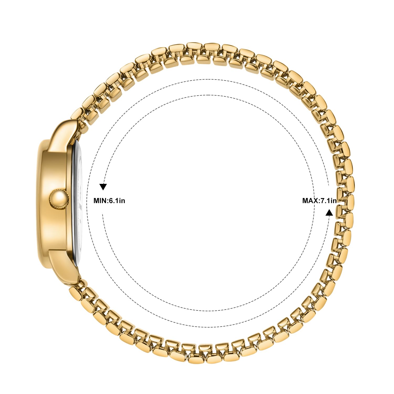 GOLDEN HOUR Women's Small Analogue Quartz Watch with Stainless Steel Stretch Strap, Round Case, 12 Hours Digital Waterproof Watch for Women and Girls