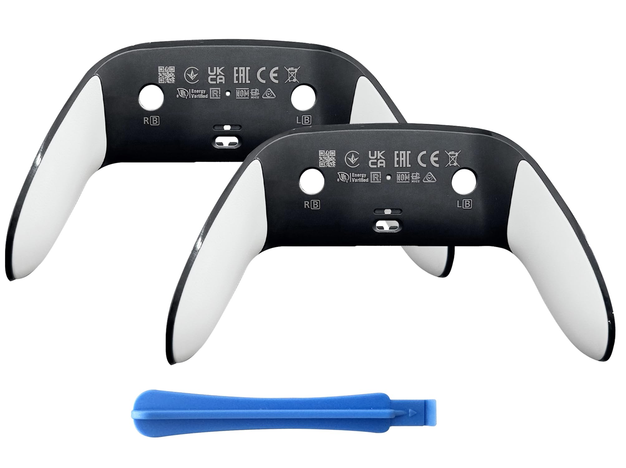 VOOCAT A Pair of Replacement Back Shell Cover Trim for DualSense Edge Controller Compatible with PS5 DSE - Clip-On Housing with OEM-Spec Soft Cam Rubber Grip, Fixes Yellowing & Peeling, White 2 pcs