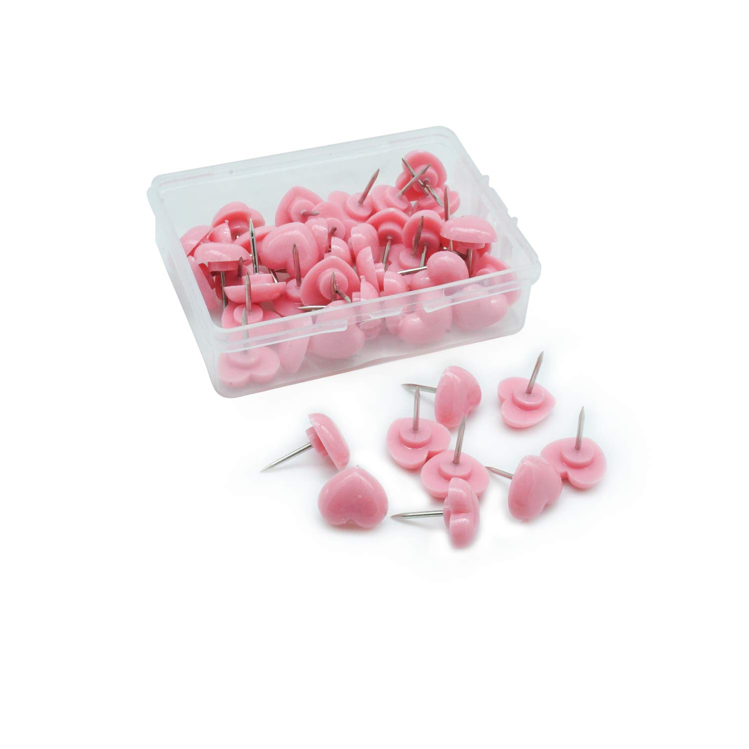 Heart Shape 50pcs Plastic Quality Cork Board Safety Colored Push Pins Thumbtack Office School Accessories Supplies Pink