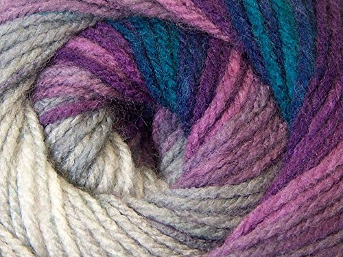 (1) 100 Gram Magic Light Purples, Blues, Grey, White Self-Striping DK Yarn 100% Acrylic (no Wool) Machine Washable