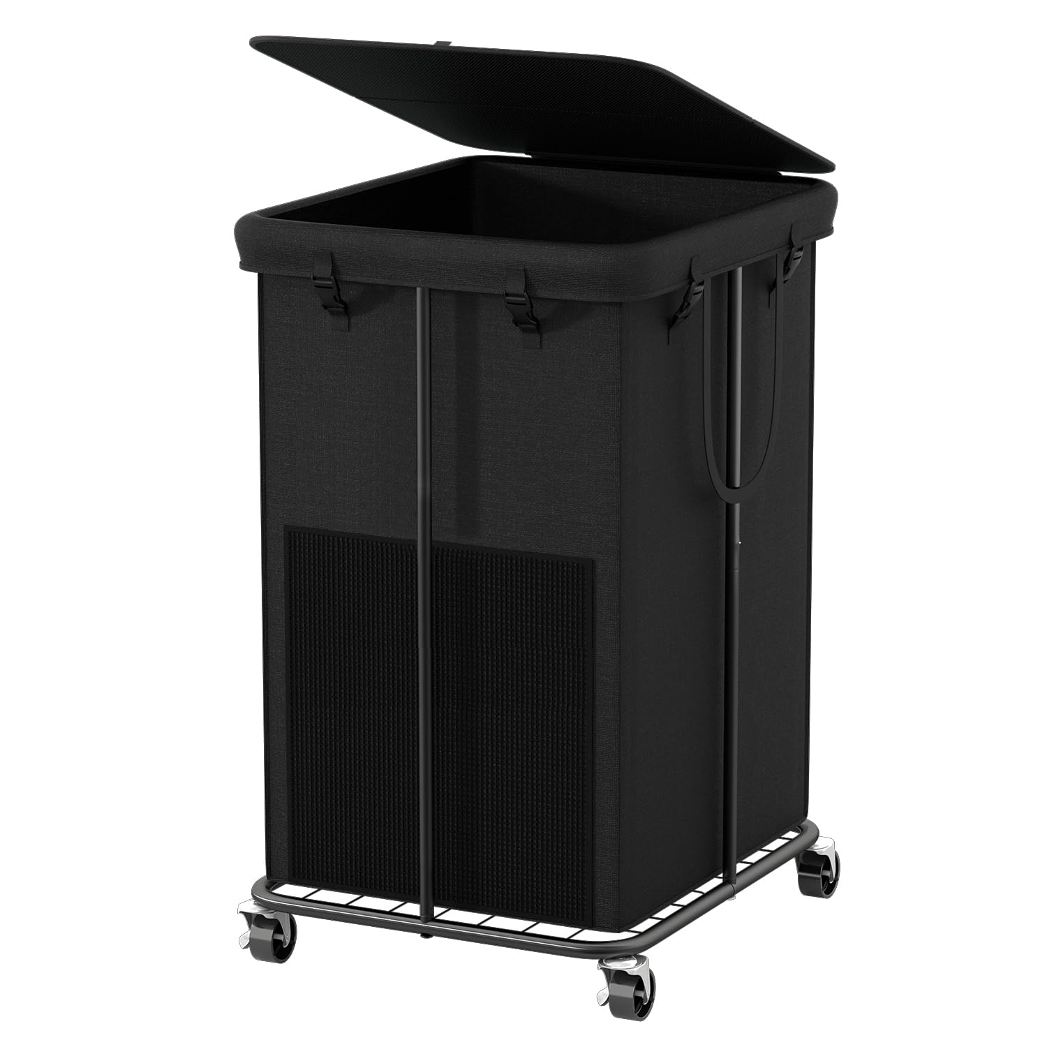 Photo 1 of 154L Large Laundry Hamper with Lid, Rolling Laundry Basket with Wheels, Oxford Fabric Dirty Clothes Hampers with Removable Laundry Bag & Metal Frame for Bedroom, Laundry Room, Bathroom, Dorm(Black)