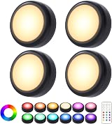 Cadrim Under Cabinet Lights RGB Wireless 4pc 13 Colors Brightness USB Battery
