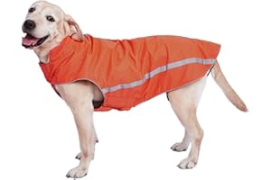 DOCIOTE Cozy Reflective Waterproof Dog Jacket - Windproof Warm Winter Coat for Large Dogs Walking Hiking Travel - Orange 4XL