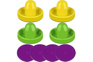 ONE250 Air Hockey Pushers and Red Air Hockey Pucks, Goal Handles Paddles Replacement Accessories for Game Tables (4 Striker, 4 Puck Pack)