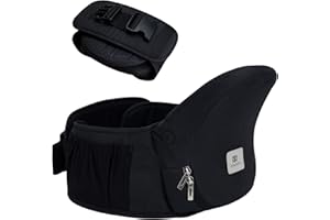 Bebamour Foldable Hip Seat Baby Carrier, Advanced Adjustable Waistband Extender Baby Hip Seat Carrier for 0-36 Month Baby (Black)