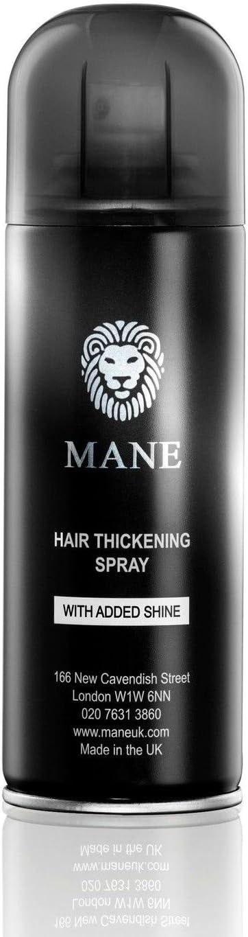 MANE Hair Thickening Spray Black 200ml Instantly Thicker Covers Roots