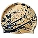 Qishi Gold Butterfly Printing Silicone Swimming Caps for Kids