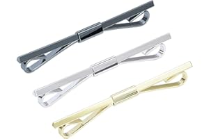 VVCome 3PCS Men's Classic Tie Clips Shirt Collar Clip Collar Bar for Necktie Gold Silver Black Tone Necktie Bar Pinch Clips Tie Pins Collar Holder