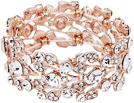 Fairy Moda Clear Crystal Wedding Stretch Bridal Bracelet Bridesmaid Prom Jewelry