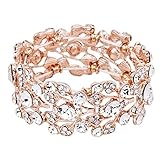 Fairy Moda Clear Crystal Wedding Stretch Bridal Bracelet Bridesmaid Prom Jewelry