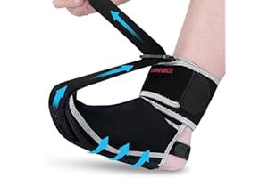 COMFORCE Plantar Fasciitis Night Splint, Achilles Tendonitis Brace,Night Splint for Plantar Fasciitis Women and Men,Foot Brace, Black (Large)