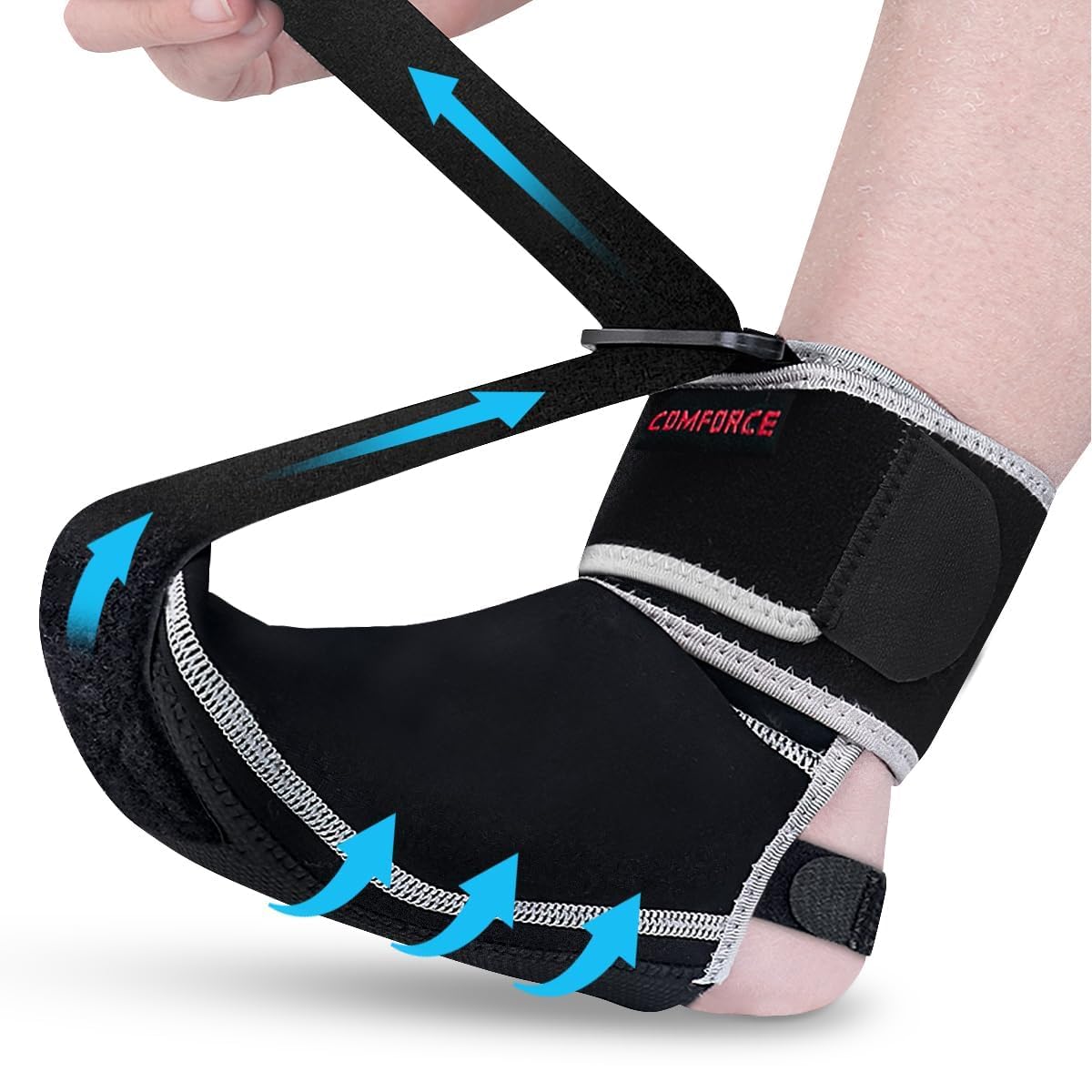 Photo 1 of COMFORCE Plantar Fasciitis Night Splint, Achilles Tendonitis Brace,Night Splint for Plantar Fasciitis Women and Men,Foot Brace, Black (Large)