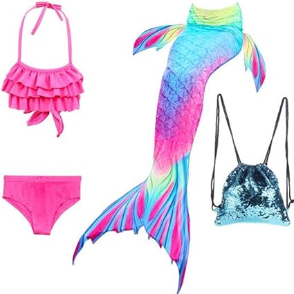 Tsyllyp Traje de baño para niñas con Cola de Sirena, Traje de baño