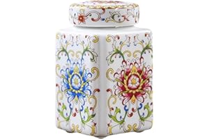FIXOSHEE Tea Storage Jar Square Ceramic Canister Small Portable Airtight Jar for Home Use