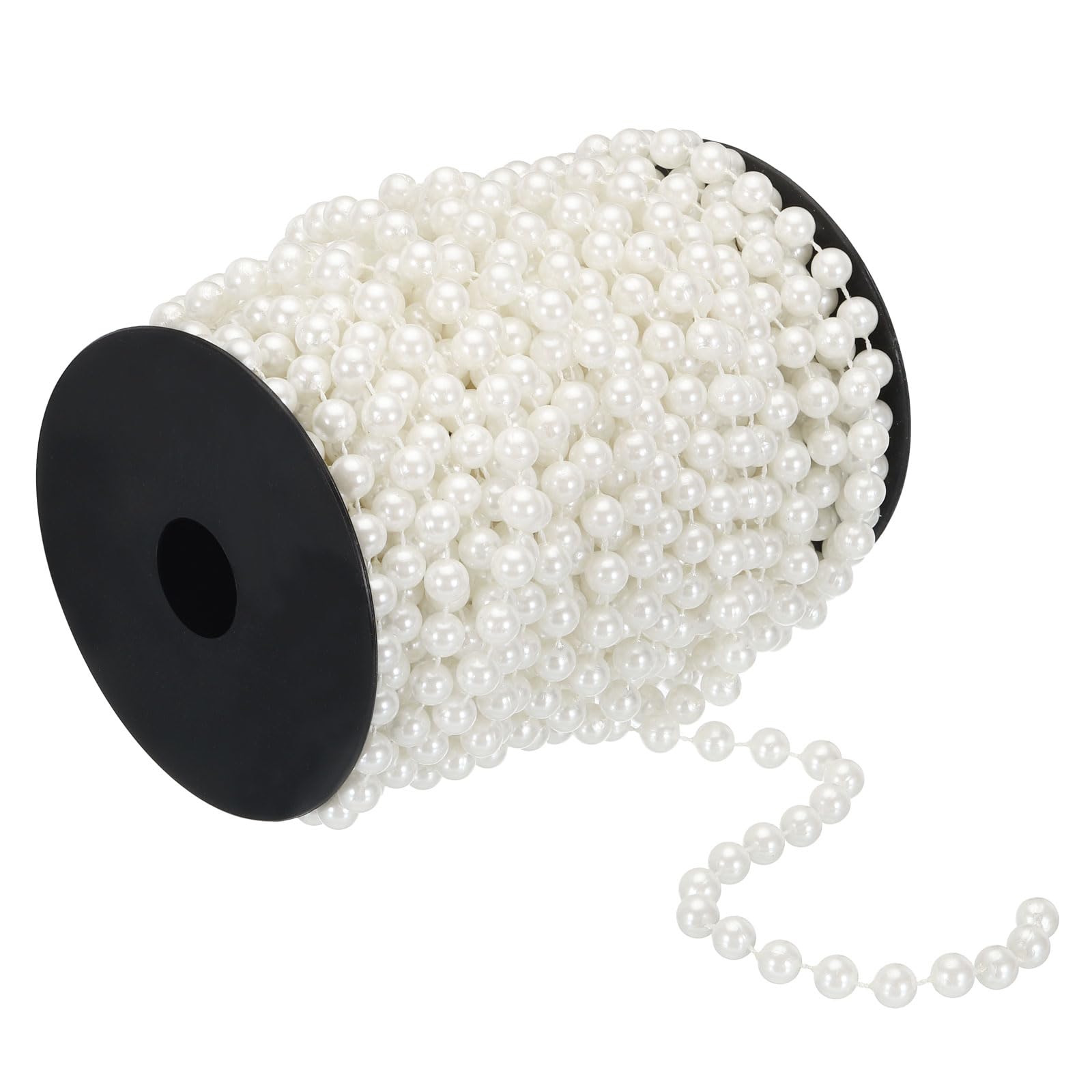 PATIKIL 8mm Faux Pearl Beads Garland, 65.6 Ft Pearl String Chain Pearl Roll for Craft Wedding Party Home Decorative Jewelry Making Christmas Tree, White, (pta230825tt000116)
