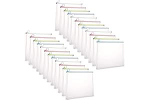 YESSART 9x12 Clear Zip Plastic Envelopes File Document Paper Holder Pack of 24 (24 Pack)