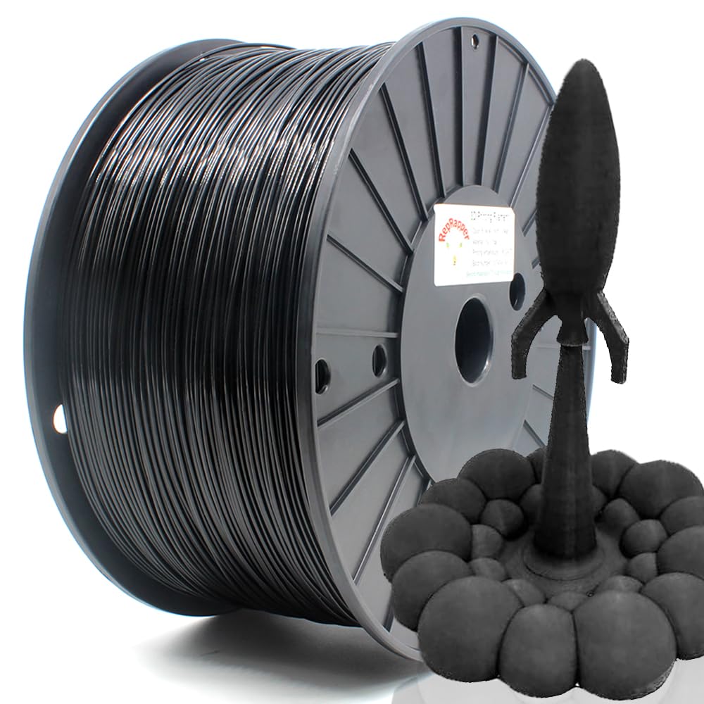 Reprapper 3KG Black PLA Filament for 3D Printer & 3D Pen 1.75mm (± 0.03mm) 6.6lb (3kg), Black PLA