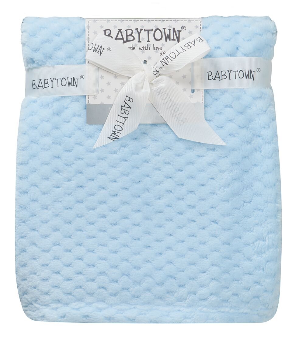 Super Soft Waffle Baby Cot/Pram Blanket ~ 75 x 90cm (Blue)