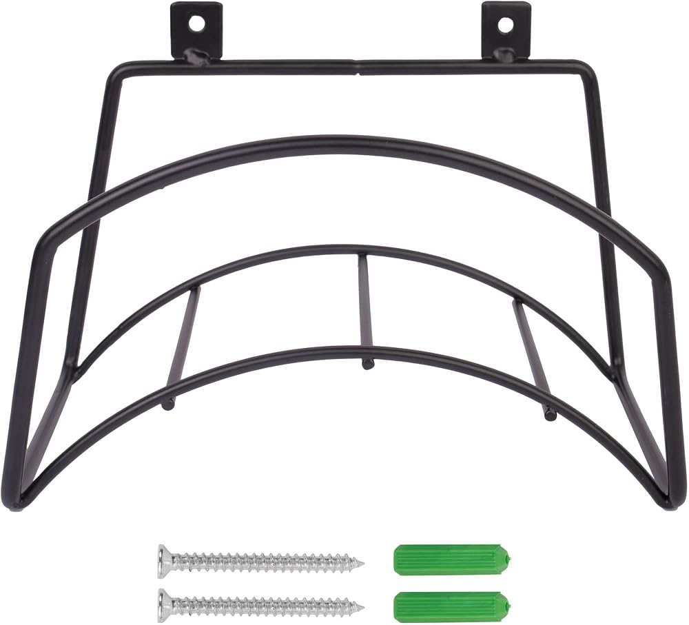 BLOSTM Wall Mounted Garden Hose Hanger Solid Steel Holder with Fittings Included