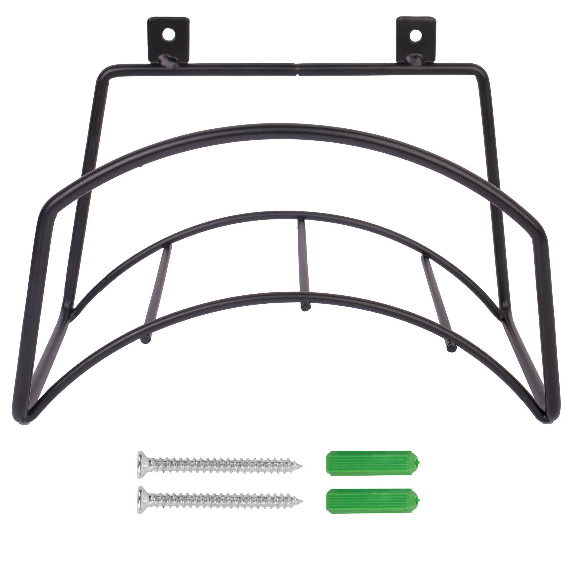 BLOSTM Wall Mounted Garden Hose Hanger - Solid Steel Garden Hose Holder with Fittings Included - Sturdy, Weather Resistant Hosepipe Holder for Wall Storage Kit, Black