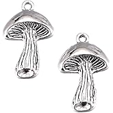 Weyuley 30pcs Antique Silver Plated Mushroom Charms Pendant DIY Bracelets Necklace Jewelry Making Craft Wholesale29mmx18mm (A065)