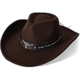 Wide Brim Cowboy Hats for Women Mens Large Cowgirl Hat Classic Western Hats with Buckle Belt Cowgirl Outfits