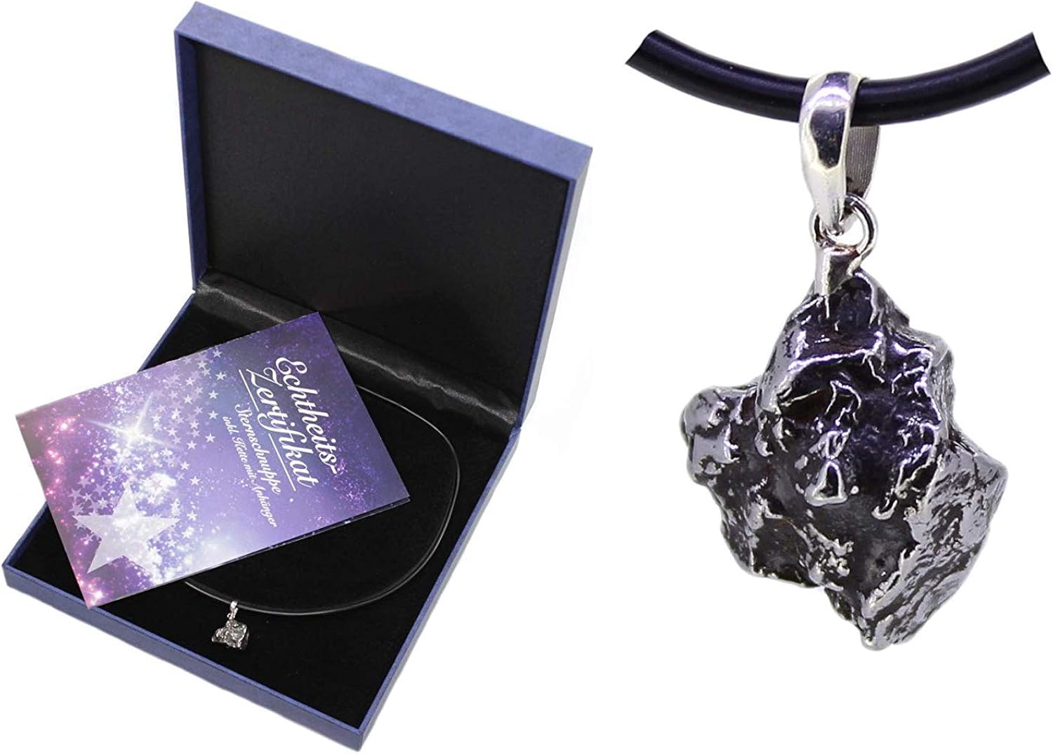 budawi® - shooting star pendant (meteorites) with chain with certificate of authenticity, meteorite pendant. - Image 4