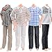 ASIV 4 Sets Boy Doll's Plaid Clothes Jacket Casual Trousers Outfit for Ken Fashionista Dolls, Clothing Accessories, Girls Christmas Birthday Gift