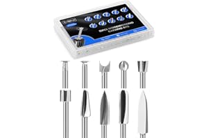 ELECHIAKAN 10 PCS Wood Carving Drill Bits Set for Dremel Router and Rotary Tool Engraving Bits, 1/8 Inch Shank for Dremel Tool Accessories Attachments, Micro Sculpture for Woodworking Carving Shaping Grinding