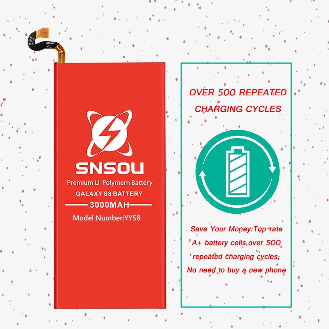 Galaxy S8 Battery, SNSOU 3000mAh Li-Polymer Replacement Battery EB-BG950ABE for Samsung Galaxy S8 SM-G950 G950V G950A G950T G950P G950R4 with Repair Replacement Kit Tools: Home Audio & Theater
