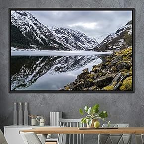 signwin Framed Canvas Wall Art Winter Lake Aerial...