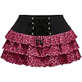 MakeMeChic Women's Cheetah Print Mini Skirt Lace Up Tiered Ruffle Flowy Y2k Skorts