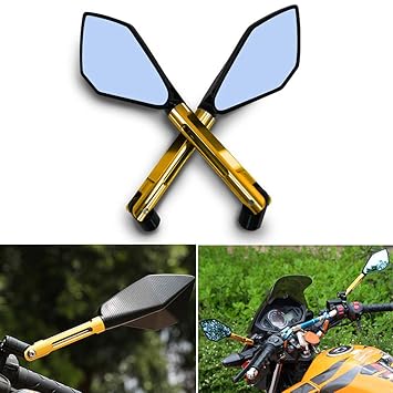 Specchietti Retrovisori Moto Rotondi In Alluminio - Attacco 2,21cm - Foto 5