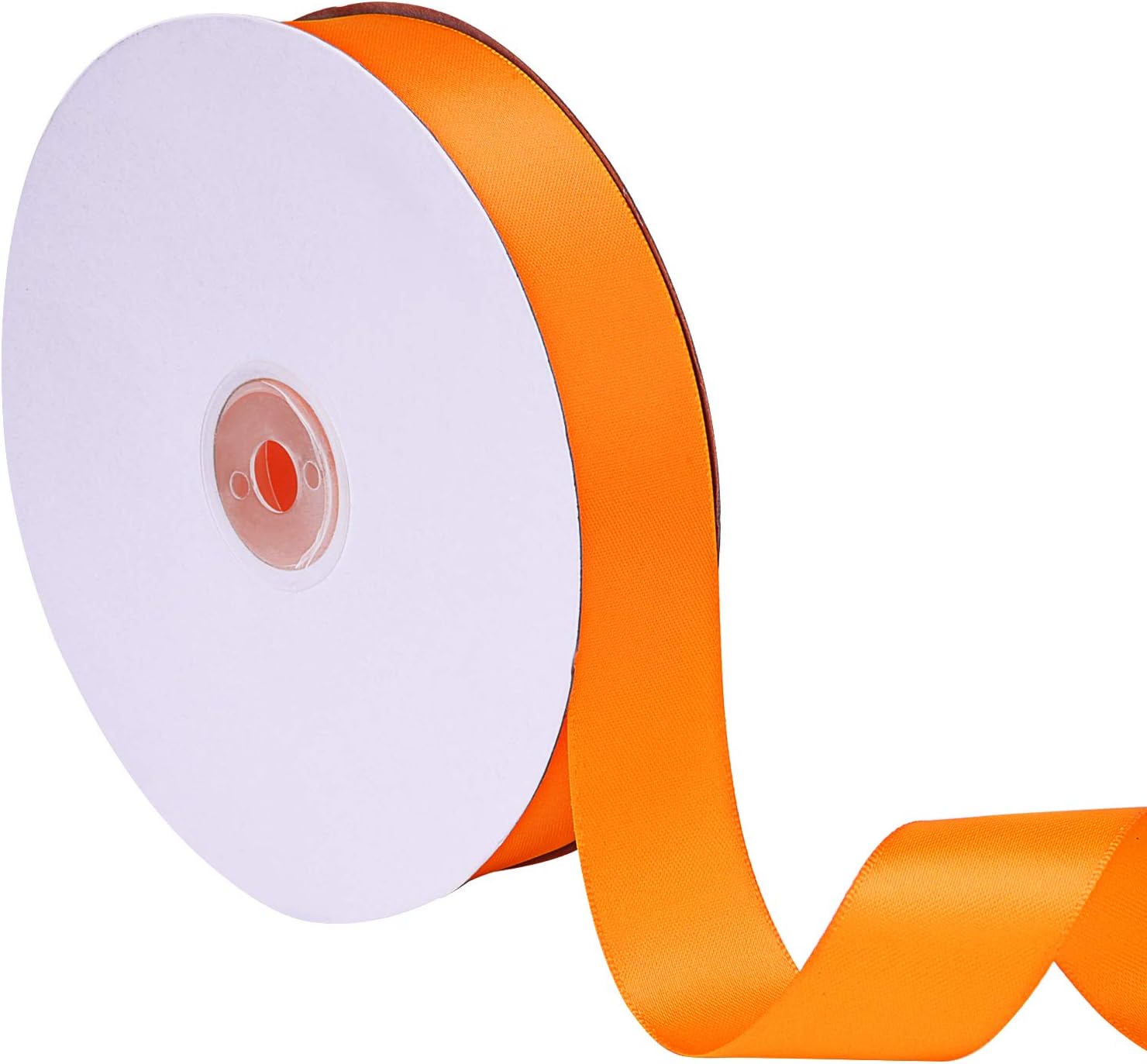 Livder Double Face Satin Ribbon Roll, 1 inch Wide 50 Yard Length (Orange)