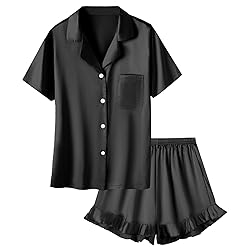 Umeyda Satin Silk Pajamas for Girls 2Pcs Button