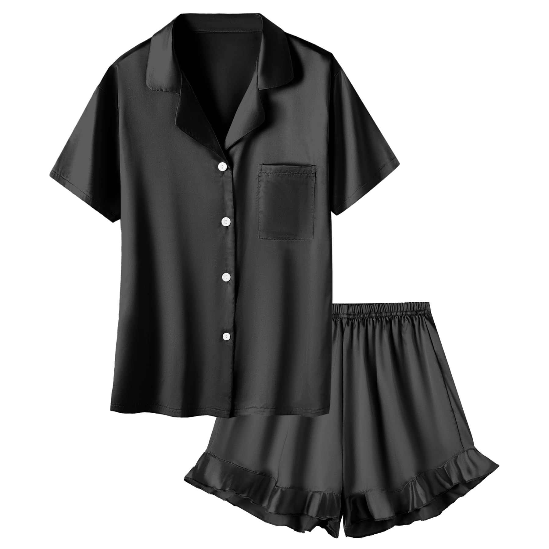 Umeyda Satin Silk Pajamas for Girls 2Pcs Button