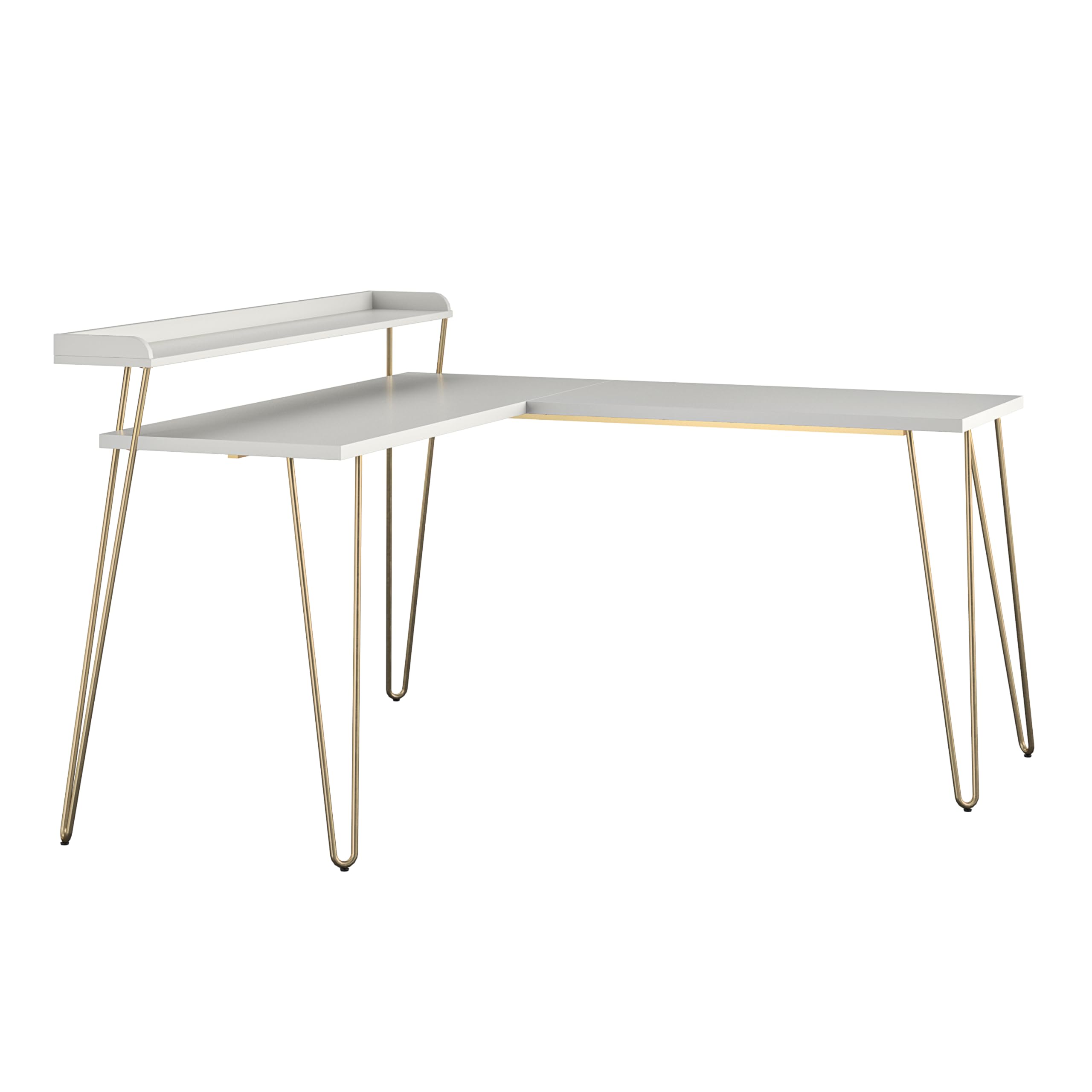 Photo 1 of **MISSING PARTS, NOT FUNCTIONAL**
Ameriwood Home Haven L Desk with Riser, White/Gold