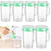 Newtay 6 Pack Early Learning Kids Easy Pouring Mini Pitchers Clear Plastic Pitcher with Lid and Handle Easy Pour Bottles 16 Oz. Jugs with Lids for Classroom Nursery Home (Light Green)