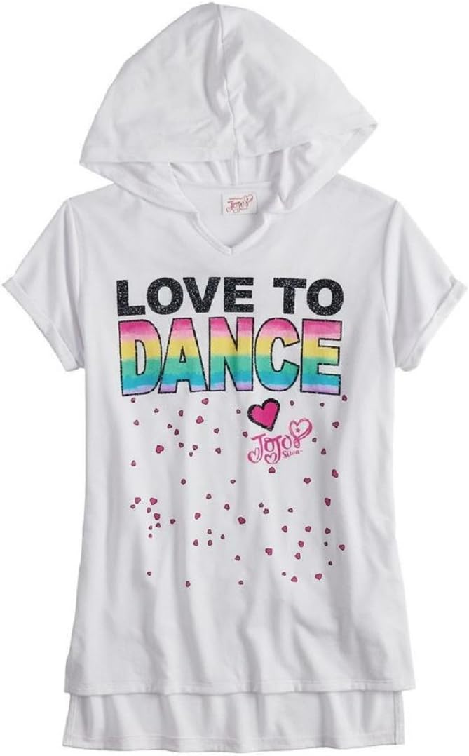 Nickelodon JoJo Siwa Girls Hoodie Shirt Short Sleeve Tunic Dance Shirt (Small 7/8)