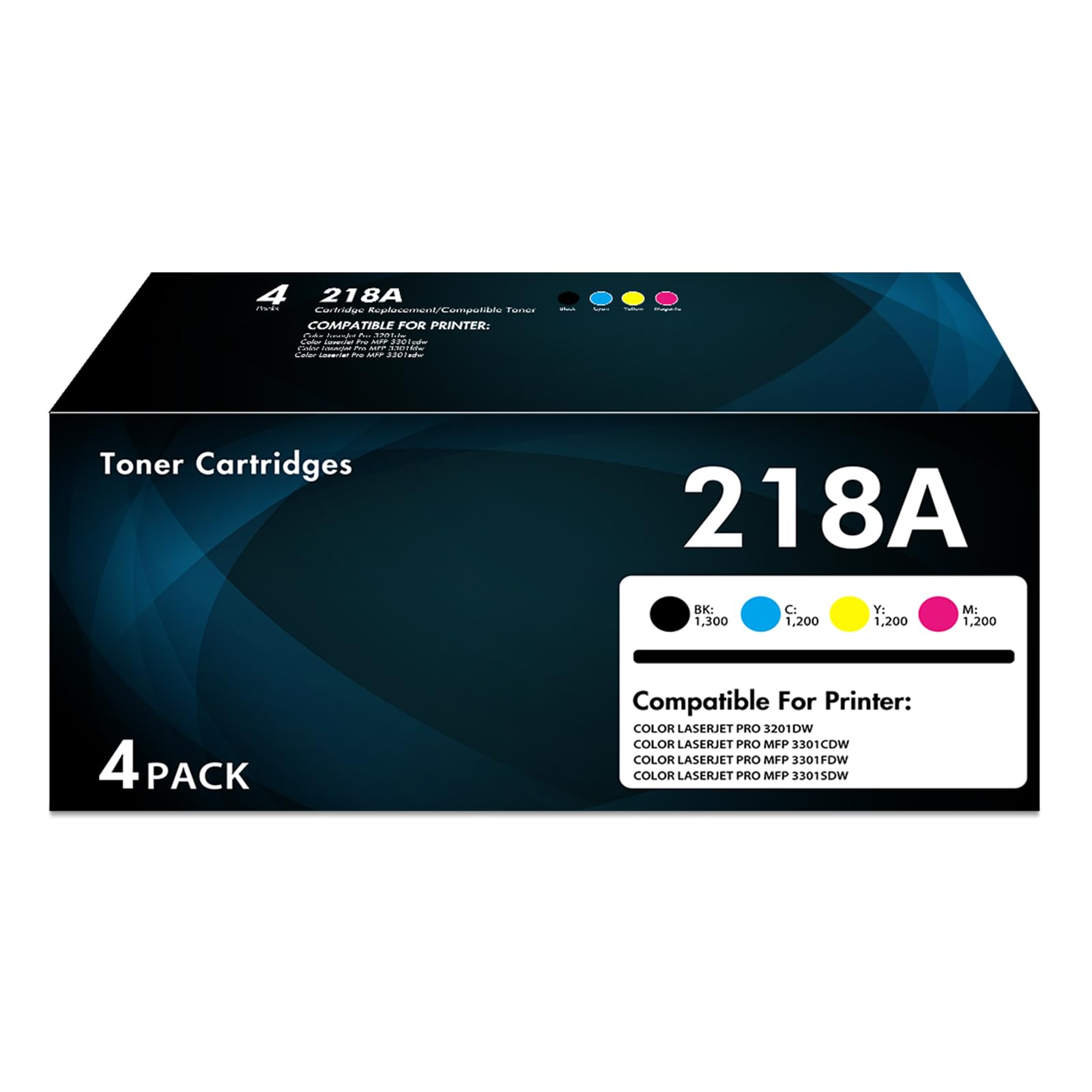 Photo 1 of 218A Toner Cartridges 4 Pack with Chip Pro MFP 3301fdw 3201dw Toner Compatible for HP 218A 218X Works with Color Laserjet Pro 3201dw MFP 3301 Series 3301fdw 3301sdw 3301cdw Printer Ink W2180A W2180X