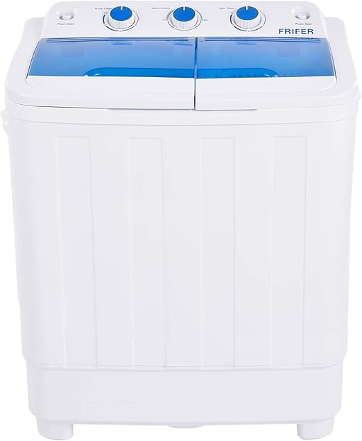 Amazon Com Frifer Portable Twin Tub Washing Machine Compact Mini Washer And Spin Dryer Combo For Camping Apartments Dorms College Rooms Rvs And More 16 7lb White Blue Appliances