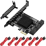 MZHOU PCIe SATA Card 6 Port, with 6 SATA Cables and Low Profile Bracket, 6Gbps SATA 3.0 PCIe Card,Support 6 SATA 3.0 Devices,