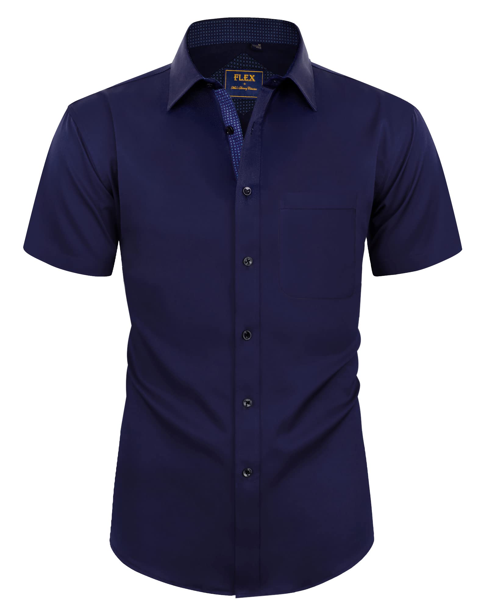 Alimens & Gentle Mens Short Sleeve Dress Shirts Wrinkle Free Solid ...