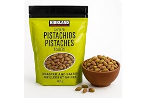 Roasted & Salted Shelled Pistachios, Healthy Snack for On-the-Go or Cooking, Kirkland Signature – 680g Resealable Bag